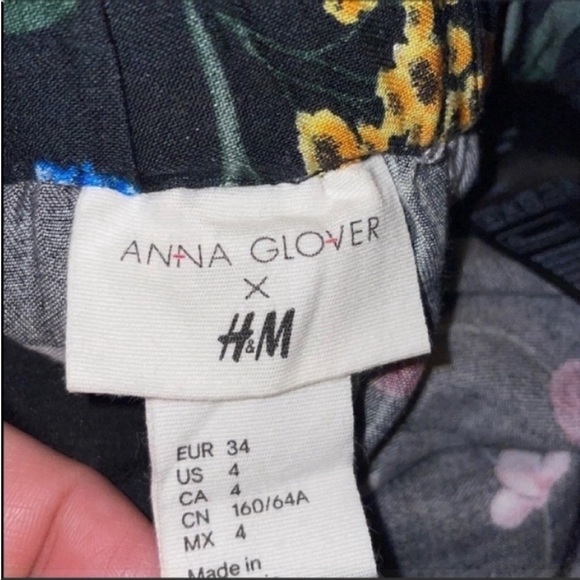 Anna Glover x H&M Floral Palazzo Pants Green Size 4 Career business Pants - Picture 4 of 11